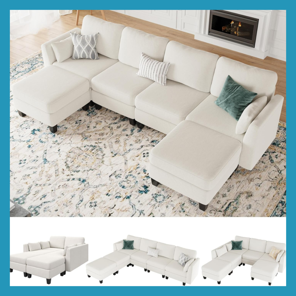 SECTIONAL-BEIGE-REARENGEABLE SOFA
